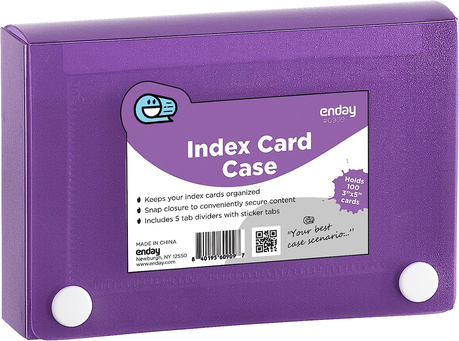 Index Card Holder Purple, 3x5 Note Flash Card Organizer Case, File Box with  5 Dividers, Notecard Box Holds 100 Cards, Also Available in Red, Blue,  Green, Pink, Grey, 4 Pack – By Enday 